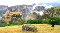 Meteora with fog