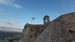 Plamidi Fortress & Greek flag